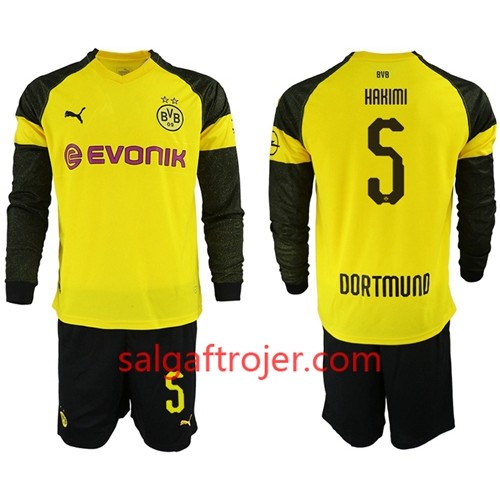 Borussia Dortmund Fodboldtrøjer Hakimi 5 Børn Hjemmebanesæt 2018/19 Langærmet Borussia Dortmund Fodboldtrøjer Hakimi 5 Børn Hjemmebanesæt 2018/19 Langærmet